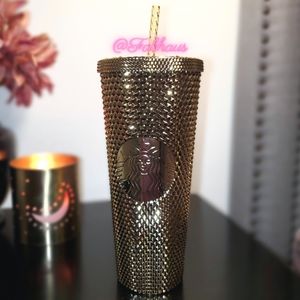 Starbucks 💫🌟 Gold Chrome Studded Venti Cold Tumbler Holiday 2022
